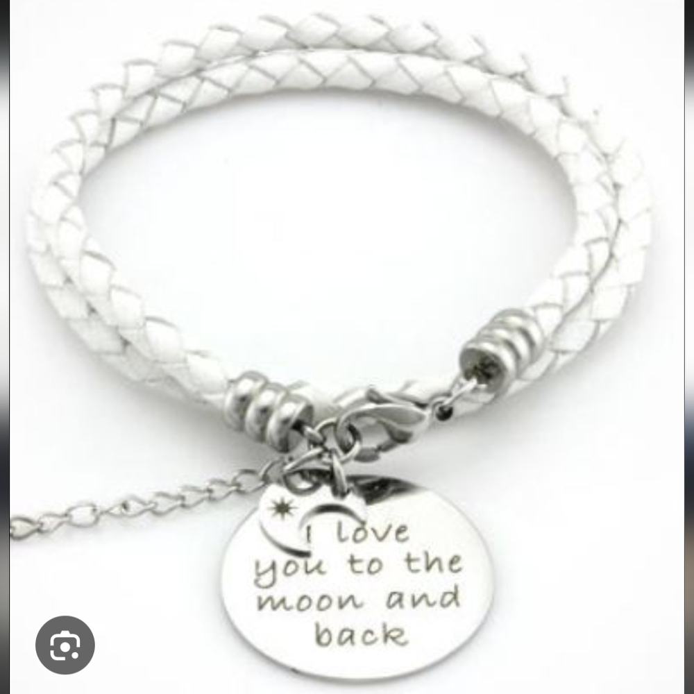 Balla 'Love You to the Moon & Back' Leather Twisted Wrap Bracelet w/silver charm